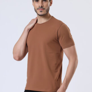 Half Sleeve Round T Shirt For Men - Brun Tan