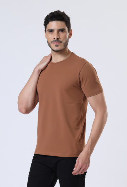 Half Sleeve Round T Shirt For Men - Brun Tan