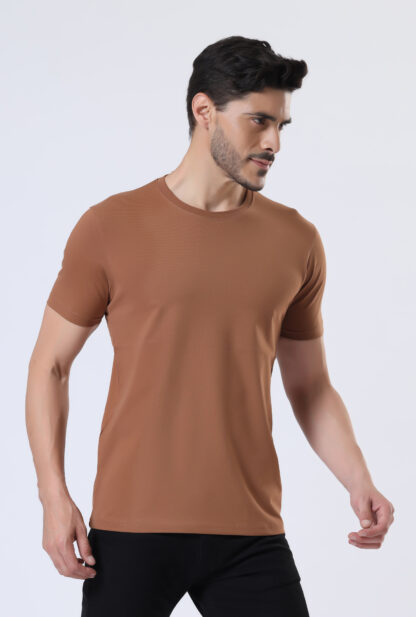 Half Sleeve Round T Shirt For Men - Brun Tan - Image 3