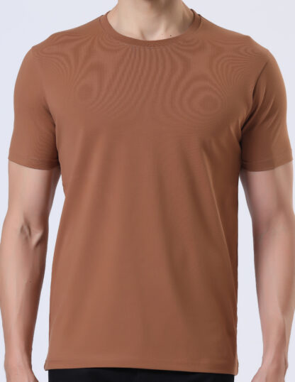 Half Sleeve Round T Shirt For Men - Brun Tan - Image 6