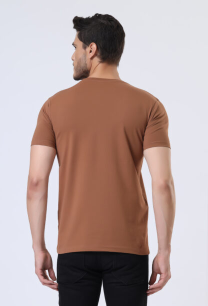 Half Sleeve Round T Shirt For Men - Brun Tan - Image 5