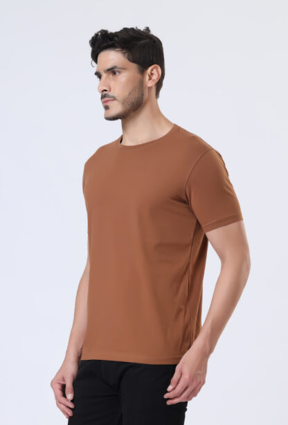 Half Sleeve Round Neck T Shirts For Men - Brun Tan - Image 2