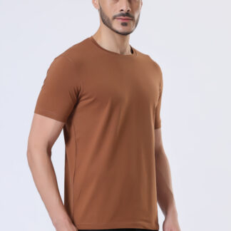 Half Sleeve Round Neck T Shirts For Men - Brun Tan