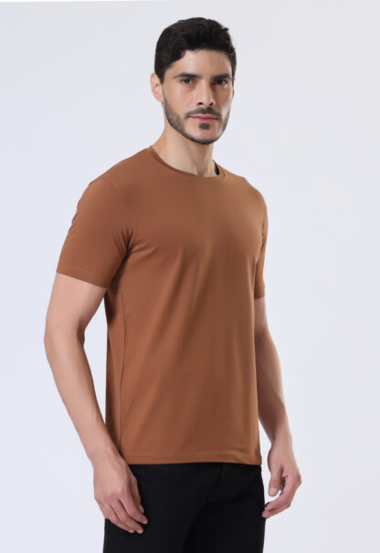 Half Sleeve Round Neck T Shirts For Men - Brun Tan
