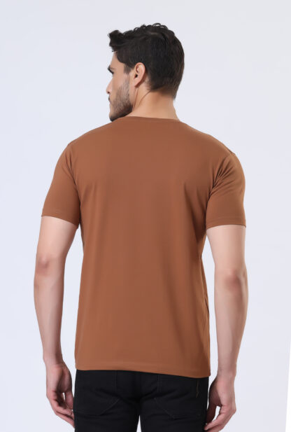 Half Sleeve Round Neck T Shirts For Men - Brun Tan - Image 5