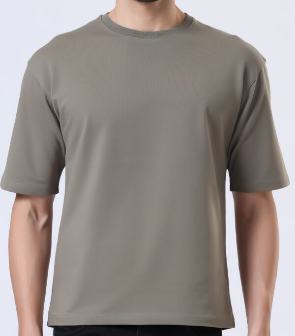 Looper Drop Shoulder Half Sleeve Round Neck T Shirts For Men - Charcoal Grey - Image 3