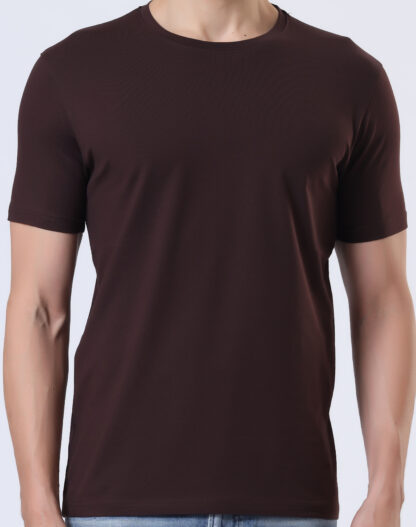 Half Sleeve Round Neck T Shirts For Men - Coffee Brown - Image 4