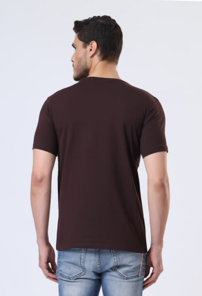 Half Sleeve Round Neck T Shirts For Men - Coffee Brown - Image 5