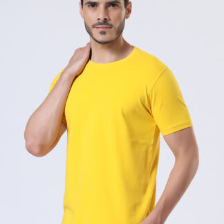 Half Sleeve Round T Shirt For Men - Dark Yellow