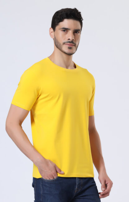 Half Sleeve Round T Shirt For Men - Dark Yellow - Image 2