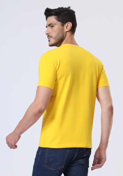 Half Sleeve Round T Shirt For Men - Dark Yellow - Image 4