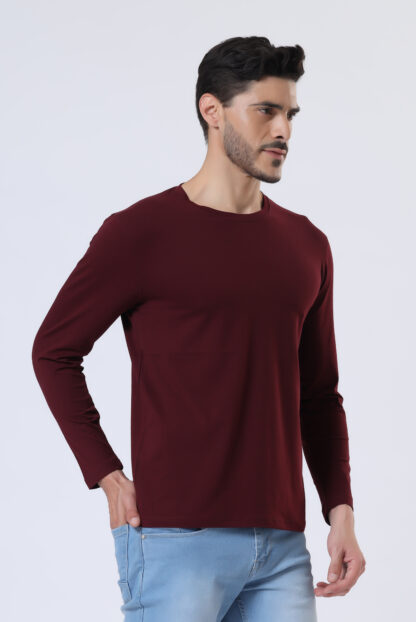 Plains Forever Round T Shirt For Men - Deep Wine - Image 3