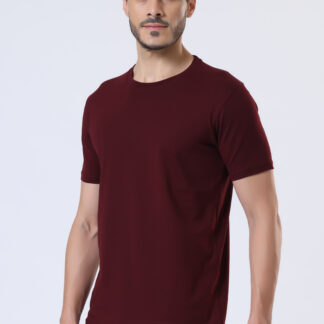 Half Sleeve Round T Shirt For Men - Deep Wine