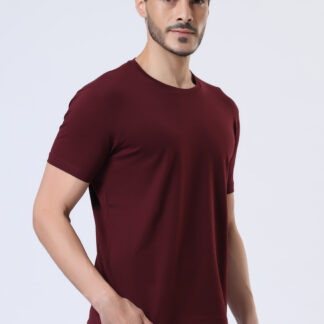 Half Sleeve Round Neck T Shirts For Men - Deep Wine