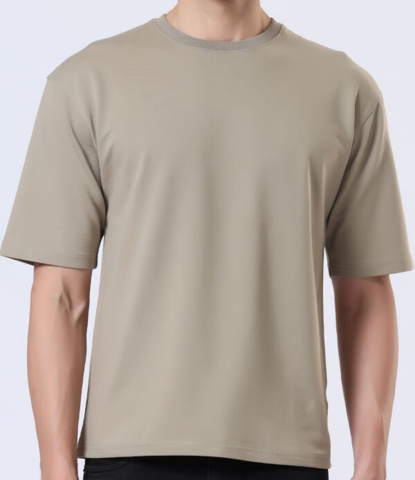 Looper Drop Shoulder Half Sleeve Round Neck T Shirts For Men - Desert Camel - Image 4