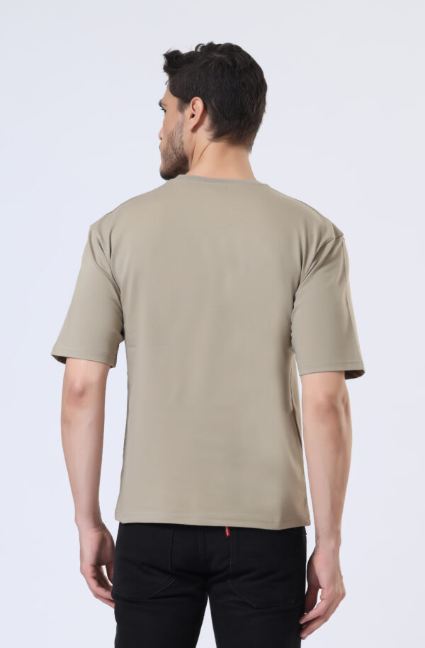 Looper Drop Shoulder Half Sleeve Round Neck T Shirts For Men - Desert Camel - Image 5