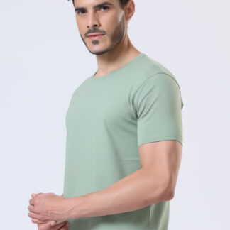 Half Sleeve Round Neck T Shirts For Men - Fossil Green