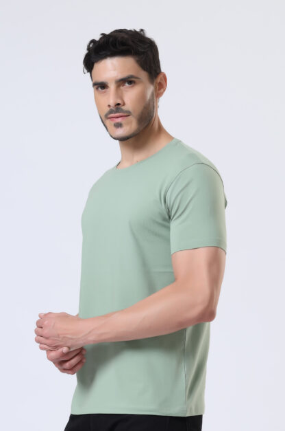 Half Sleeve Round Neck T Shirts For Men - Fossil Green