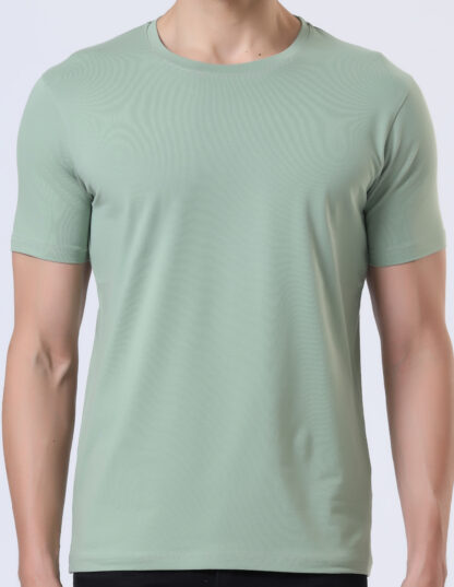 Half Sleeve Round Neck T Shirts For Men - Fossil Green - Image 5