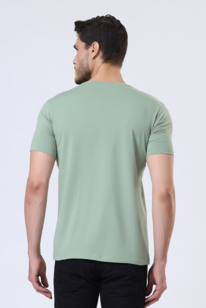 Half Sleeve Round Neck T Shirts For Men - Fossil Green - Image 6
