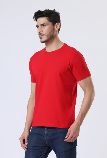 Half Sleeve Round T Shirt For Men - Heather Red - Image 2