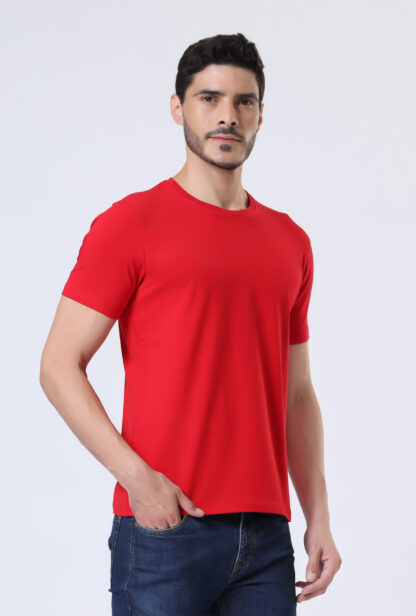 Half Sleeve Round T Shirt For Men - Heather Red