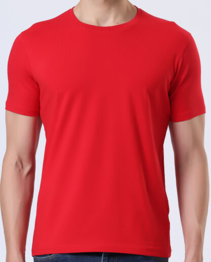 Half Sleeve Round T Shirt For Men - Heather Red - Image 3