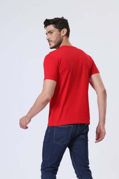 Half Sleeve Round T Shirt For Men - Heather Red - Image 4