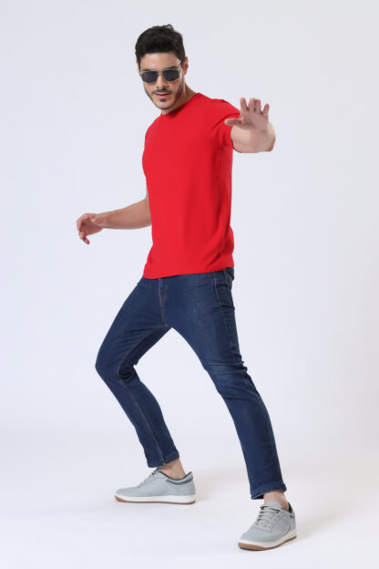 Half Sleeve Round T Shirt For Men - Heather Red - Image 6