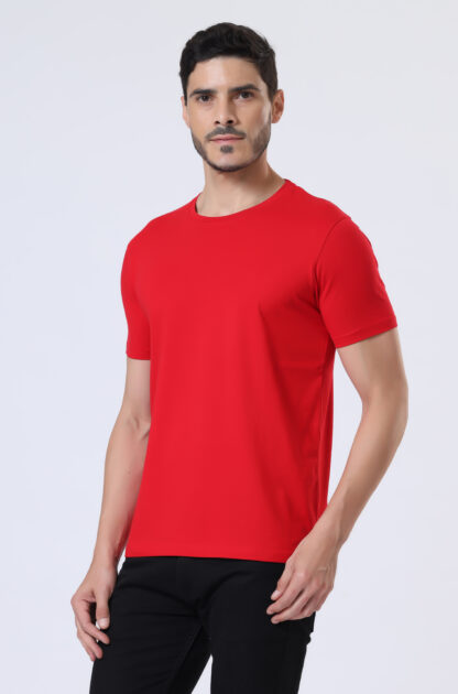 Half Sleeve Round Neck T Shirts For Men - Heather Red