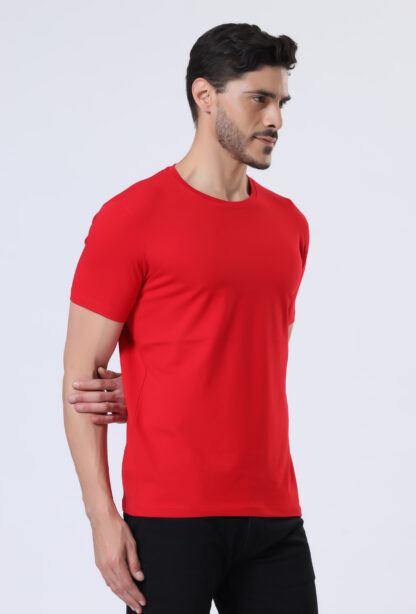 Half Sleeve Round Neck T Shirts For Men - Heather Red - Image 3