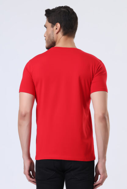 Half Sleeve Round Neck T Shirts For Men - Heather Red - Image 5