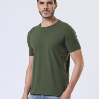 Half Sleeve Round Neck T Shirts For Men - Juniper Olive