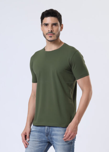 Half Sleeve Round Neck T Shirts For Men - Juniper Olive