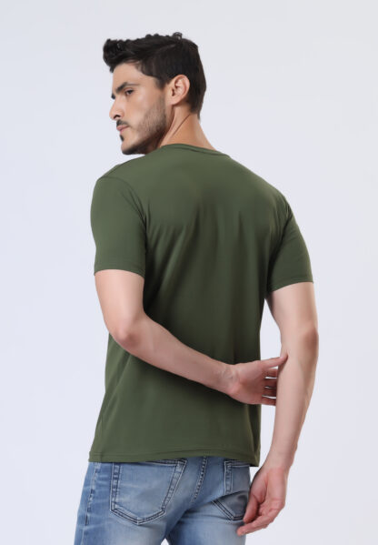 Half Sleeve Round Neck T Shirts For Men - Juniper Olive - Image 3