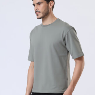 Looper Drop Shoulder Half Sleeve Round Neck T Shirts For Men - Juniper Olive