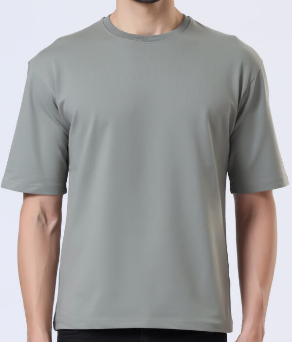 Looper Drop Shoulder Half Sleeve Round Neck T Shirts For Men - Juniper Olive - Image 5