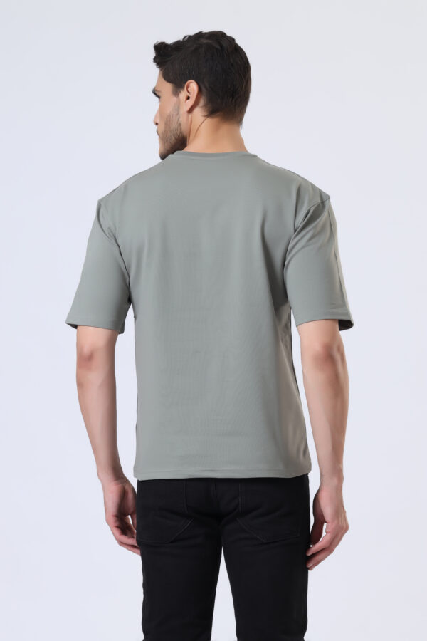 Looper Drop Shoulder Half Sleeve Round Neck T Shirts For Men - Juniper Olive - Image 6