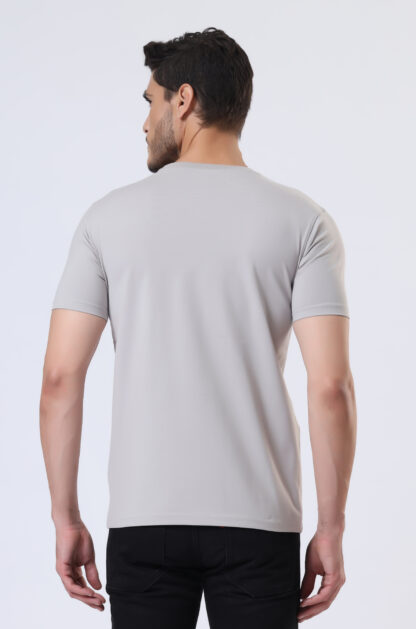 Half Sleeve Round T Shirt For Men - Light Grey - Image 5