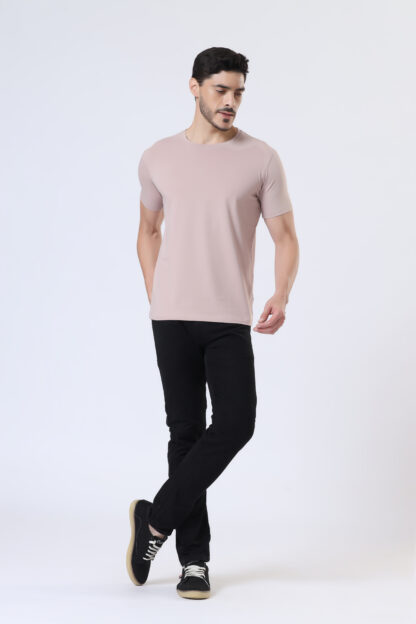 Half Sleeve Round Neck T Shirts For Men - Light Onion - Image 6