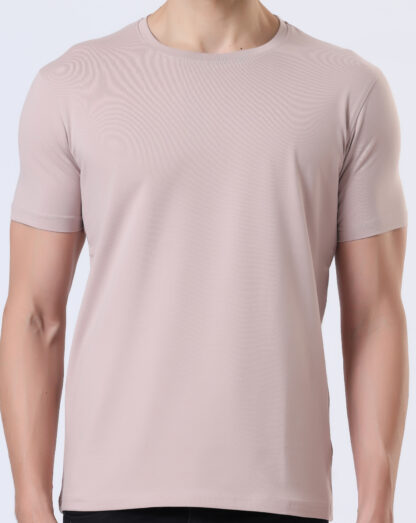 Half Sleeve Round Neck T Shirts For Men - Light Onion - Image 4
