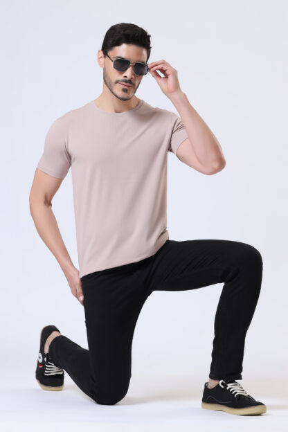 Half Sleeve Round Neck T Shirts For Men - Light Onion - Image 2
