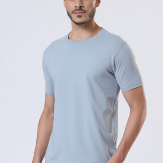 Half Sleeve Round T Shirt For Men - Light Sky