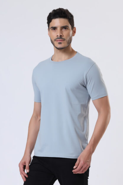 Half Sleeve Round T Shirt For Men - Light Sky