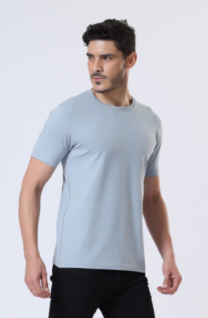 Half Sleeve Round T Shirt For Men - Light Sky - Image 3