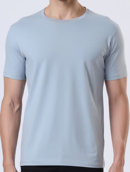 Half Sleeve Round T Shirt For Men - Light Sky - Image 4