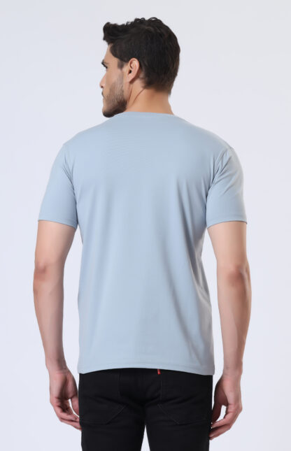 Half Sleeve Round T Shirt For Men - Light Sky - Image 5