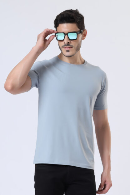 Half Sleeve Round T Shirt For Men - Light Sky - Image 6