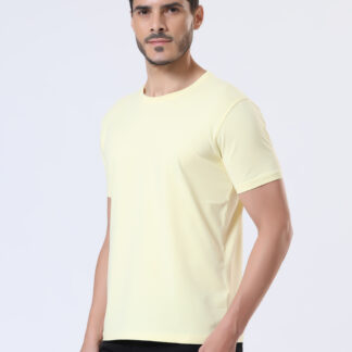 Half Sleeve Round Neck T Shirts For Men - Light Yellow