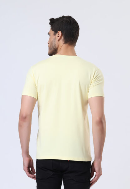 Half Sleeve Round Neck T Shirts For Men - Light Yellow - Image 5